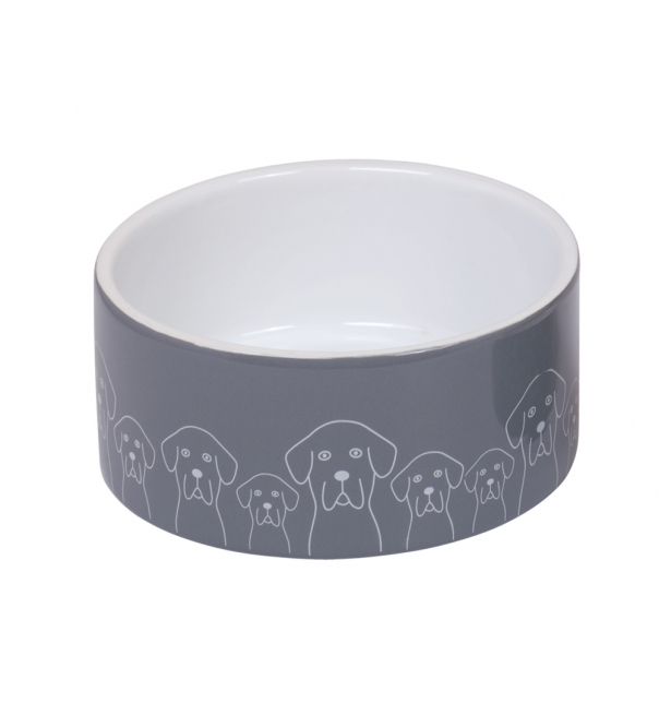 Keramik Napf "Dogs" weiß Ø 18 x 7 cm, 1,10 l