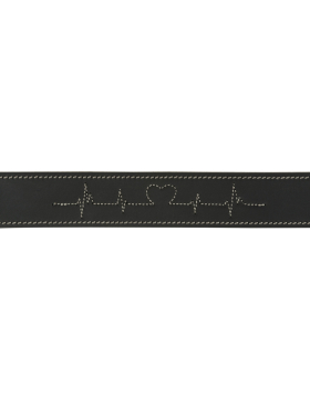 Trixie Rustic Fettleder-Halsband Heartbeat, L: 47–55 cm/40 mm, schwarz
