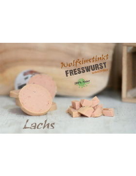 Wolfsinstinkt Mini Fresswurst Lachs 80g (schnittfest)