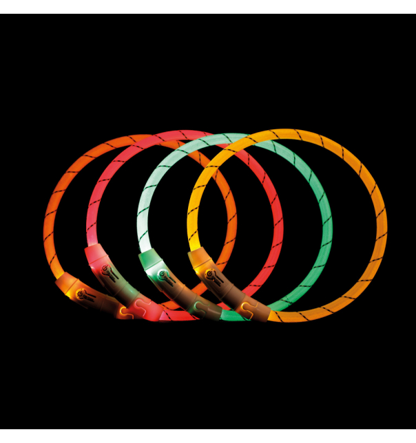 Trixie Flash Leuchtring USB M-L, 45 cm / Ø 7mm, orange