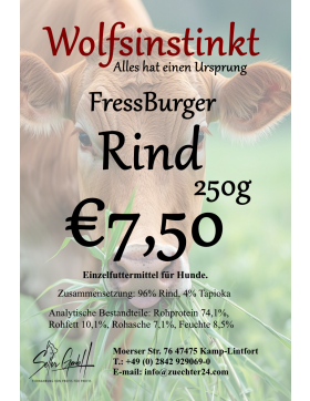 Wolfsinstinkt FressBurger Rind, Scheiben - getrocknet, 250g