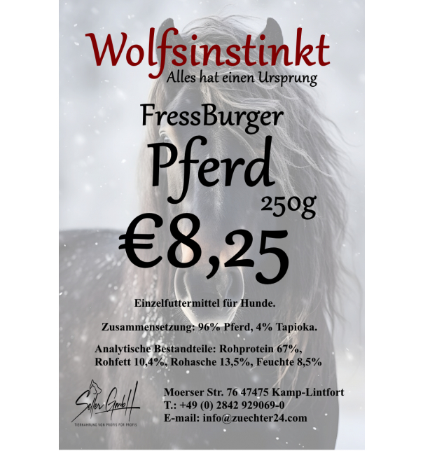 Wolfsinstinkt FressBurger Pferd, Scheiben - getrocknet, 250g