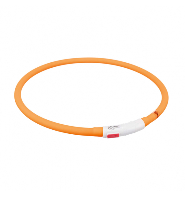 Trixie Flash Leuchtring USB, Silikon, XS-XL: 70 cm orange