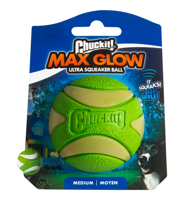 Chuckit! Max Glow Ultra Squeaker Ball M