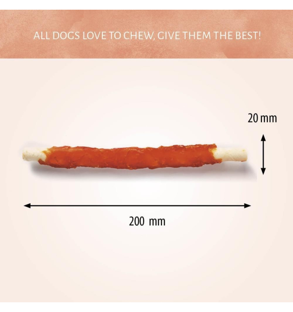 Raw Hide White + Chicken Roll 8``, 2 Stück